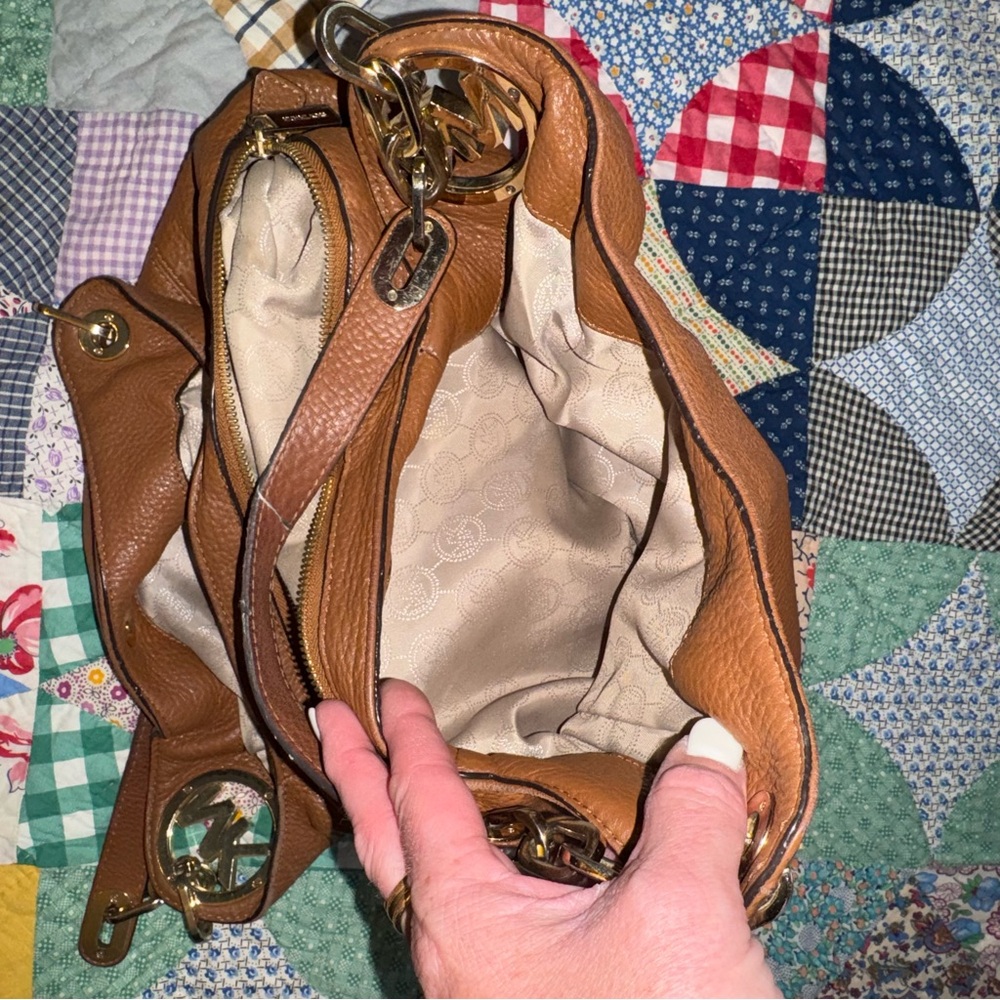 Michael Kors Tan Leather Fulton Hobo Bag - Picture 9 of 16